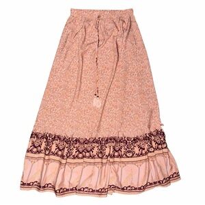 Aly Daly Size Medium Boho Maxi Skirt Peacock Border